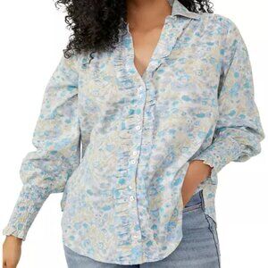 Free People Floral Print "Earth Combo" Long Sleeve Blouse Size L  NWT